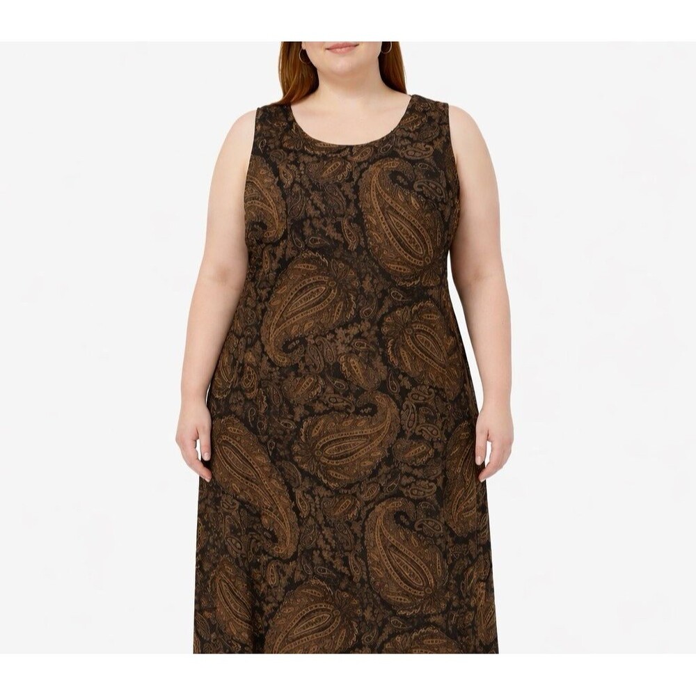 Liz Claiborne Paisley Animal Print Midi Dress Reversible Y2k Size 1X